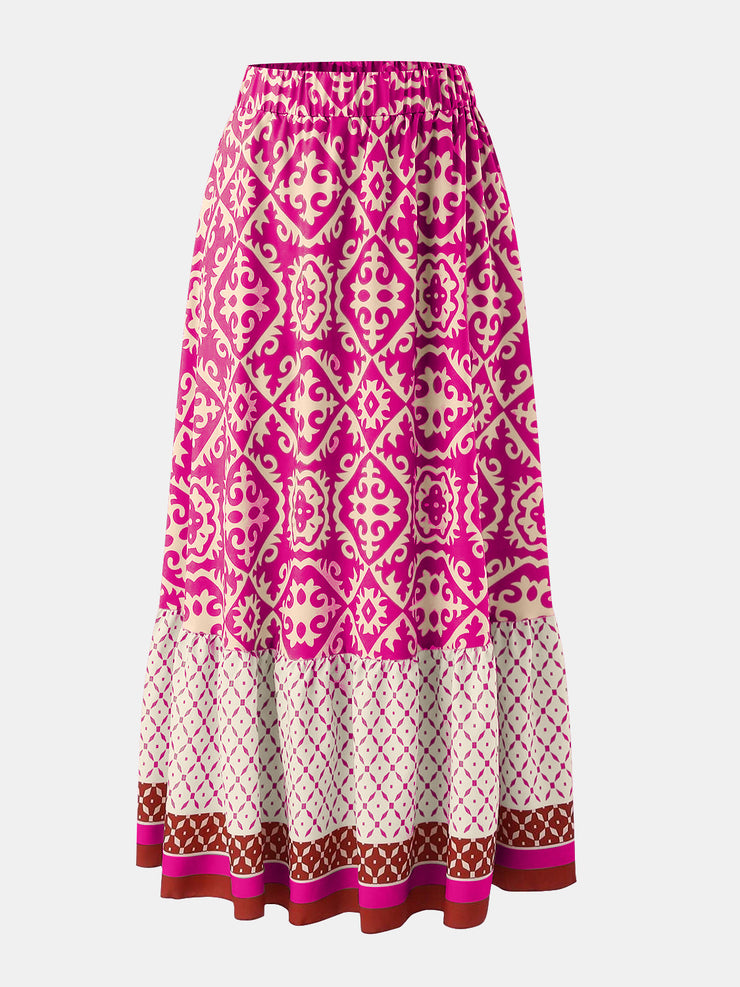 Geometric Elastic Waist Maxi Skirt - The Michelle Style Boutique