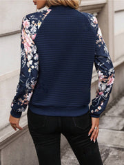 Printed Zip Up Long Sleeve Jacket - The Michelle Style Boutique