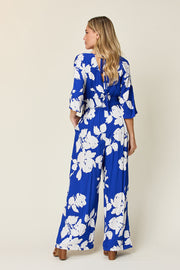 Double Take Full Size Printed Tie Back Wide Leg Jumpsuit - The Michelle Style Boutique