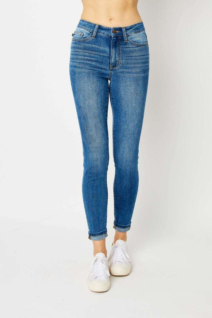 Judy Blue Full Size Cuffed Hem Low Waist Skinny Jeans - The Michelle Style Boutique