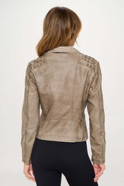 Coalition LA Studded Classic Moto Faux Leather Jacket - The Michelle Style Boutique