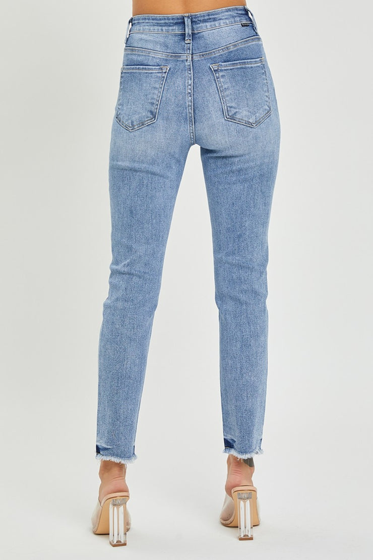 RISEN Full Size High Rise Frayed Hem Skinny Jeans - The Michelle Style Boutique