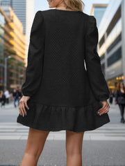 Round Neck Long Sleeve Mini Dress - The Michelle Style Boutique