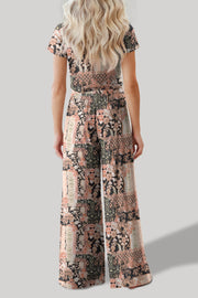 Printed Round Neck Short Sleeve Top and Pants Set - The Michelle Style Boutique