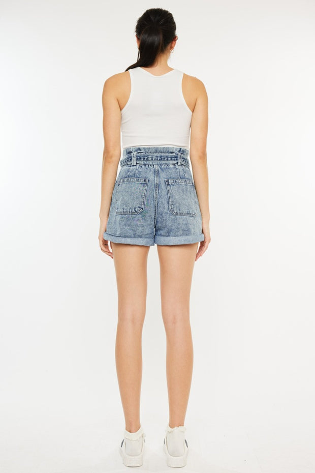 Kancan Ultra High Rise Paperbag Denim Shorts - The Michelle Style Boutique