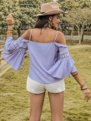 Square Neck Flare Sleeve Blouse - The Michelle Style Boutique