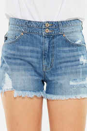 Kancan Full Size High Rise Raw Hem Denim Shorts - The Michelle Style Boutique