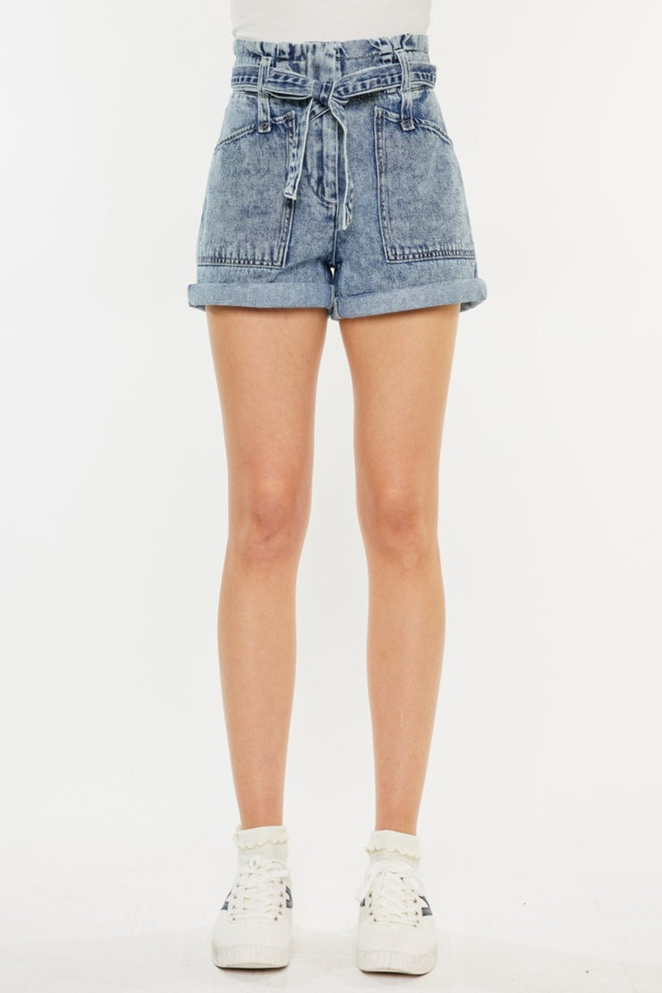 Kancan Ultra High Rise Paperbag Denim Shorts - The Michelle Style Boutique