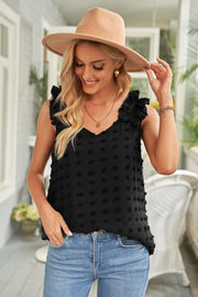 Full Size Swiss Dot V-Neck Tank - The Michelle Style Boutique