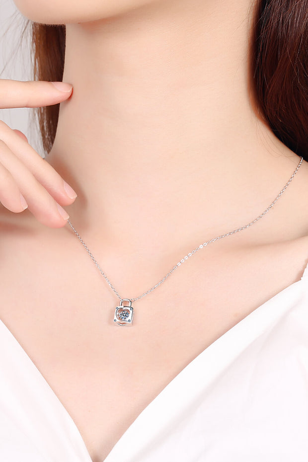 Adored Moissanite Lock Pendant Necklace - The Michelle Style Boutique