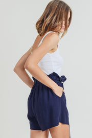 Cotton Bleu by Nu Label Buckle Belt Cotton Linen Shorts - The Michelle Style Boutique