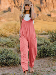 Double Take Full Size Sleeveless V-Neck Pocketed Jumpsuit - The Michelle Style Boutique