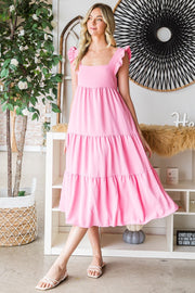 Reborn J Ruffled Sleeveless Tiered Midi Dress - The Michelle Style Boutique