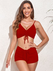 Drawstring Top and Shorts Swim Set - The Michelle Style Boutique